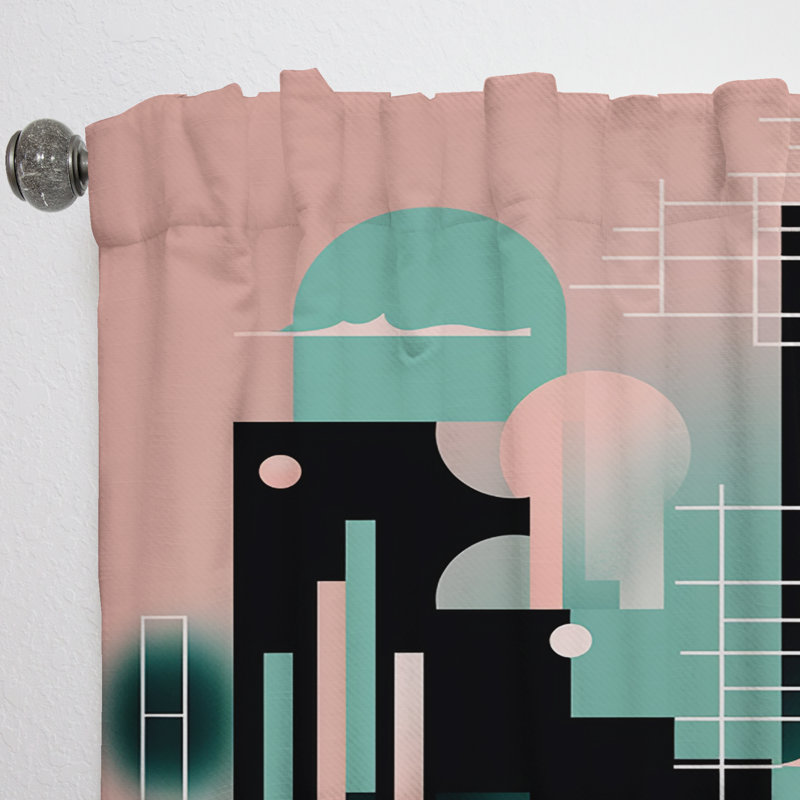 Darleston - Minimalistic Shapes Serenity I - Rideau minimaliste - Velours obscurcissant - 1 panneau, L 52 po x L 63 po