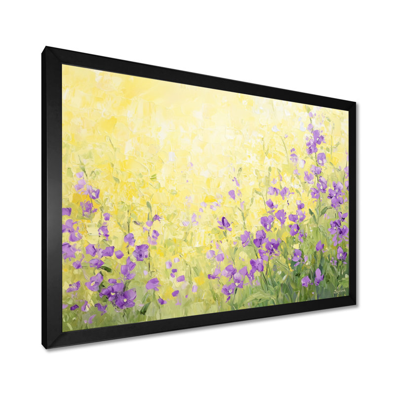 Lueur dorée des fleurs sauvages de l'été - Art mural fleurs sauvages, H 24 po x l 32 po, Noir