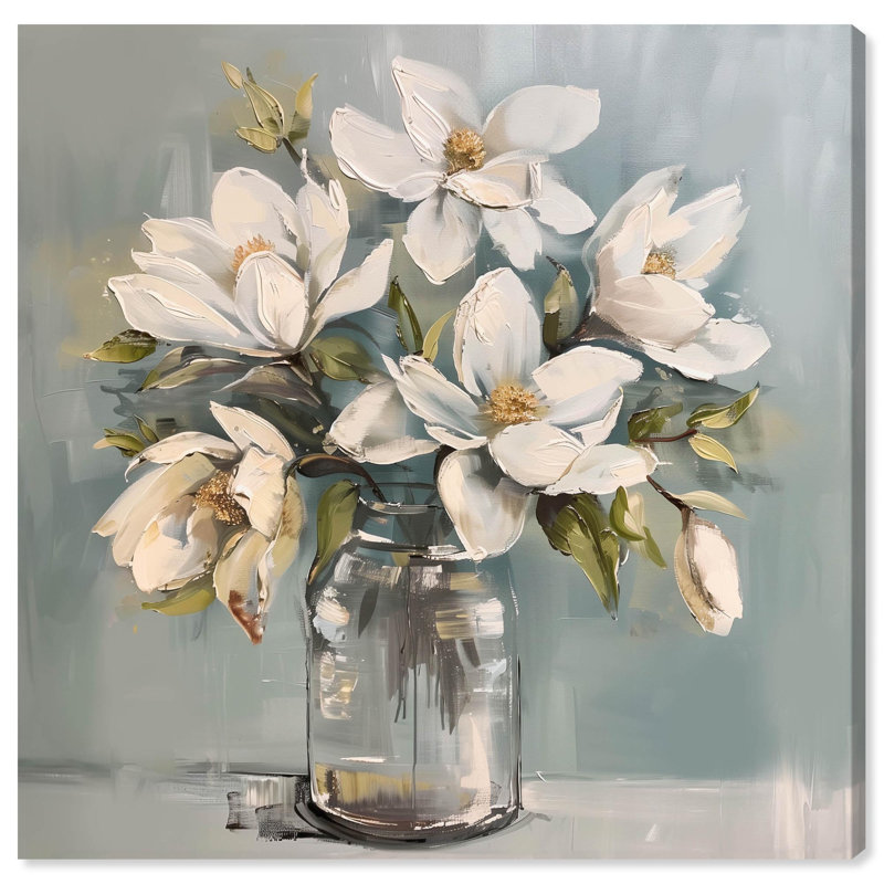 Art floral rétro sur toile prismatique , H 30 po x l 30 po, Toile tendue
