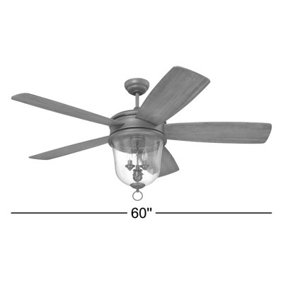 Ventilateur de plafond standard à 5 pales 60 po et ensemble d'éclairage inclus Aayush
