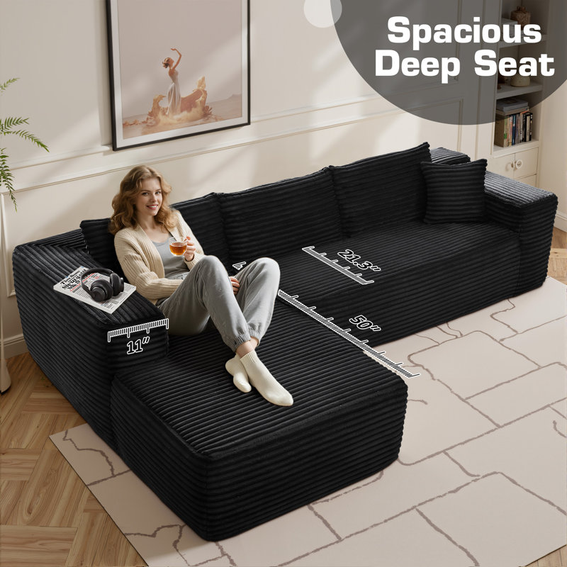 Sabit Boneless 2 - Piece Free Combination Sectional-No Assembly Required Compression Sofa, Left Hand Facing