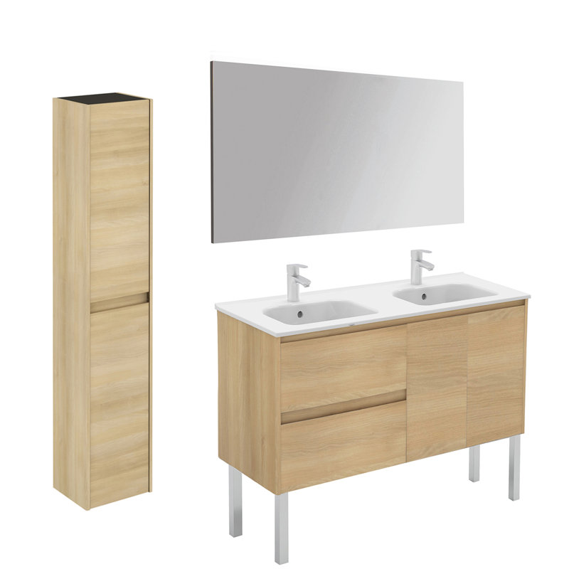 Ambra 47.5'' Double Bathroom Vanity with Ceramic Top, Nordic Oak