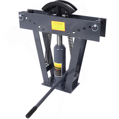 12 Ton Pipe Bender Manual Hydraulic, Piping Bending Exhaust Tube Fabric With 6 Dies, Adjustable Rollers 90-180 Degree Bending Steel Iron Metal Ratcheting For Pipe Tube Bender,Dark Gray
