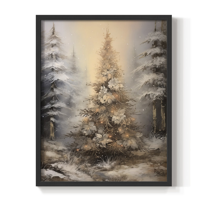 Christmas Holiday Art DXXXVI Framed Print - Solid Wood, H 15 po x l 12 po, Noir, noir, noir, noir