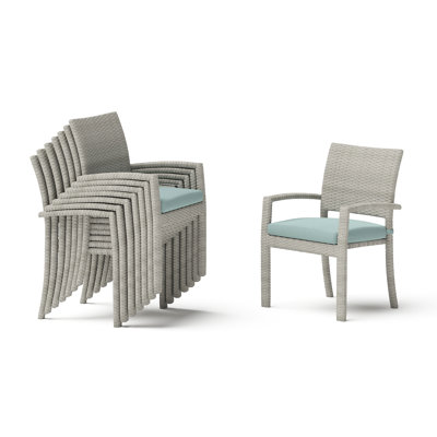 Ehrenfried Stacking Patio Dining Armchair With Sunbrella Cushion Covers by George Oliver