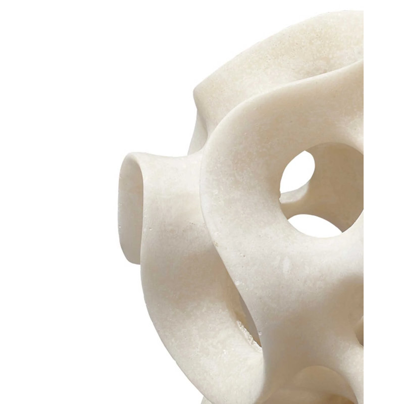Ribbon Resin Sphere Figurine, Matte White