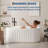  59/67" Acrylic Freestanding Bathtub, Modern Rectangular Soaking Tub with Chrome Drain, cUPC