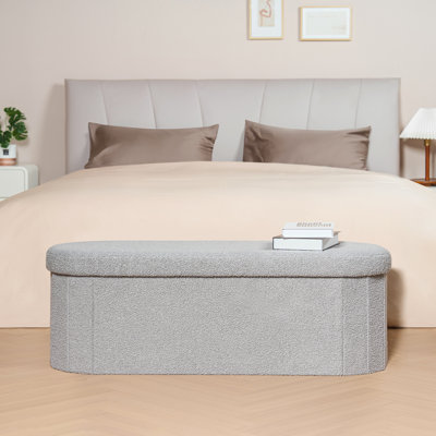 Bazine Upholstered Ottoman Bench Oval with Storage 43"x15"x15"