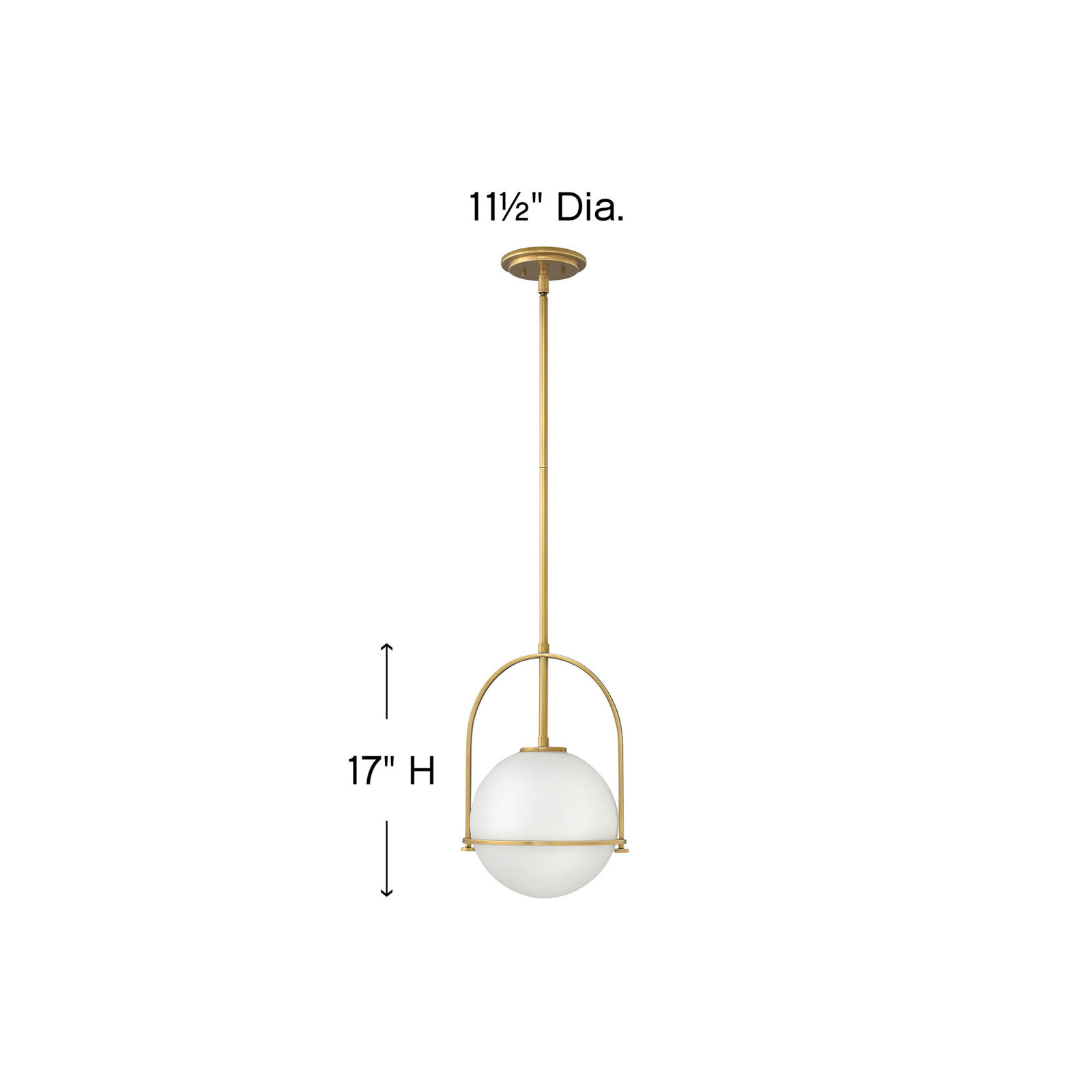 Arie Dimmable Single Light Pendant, 17" H x 11.5" W x 11.5" D, Heritage Brass