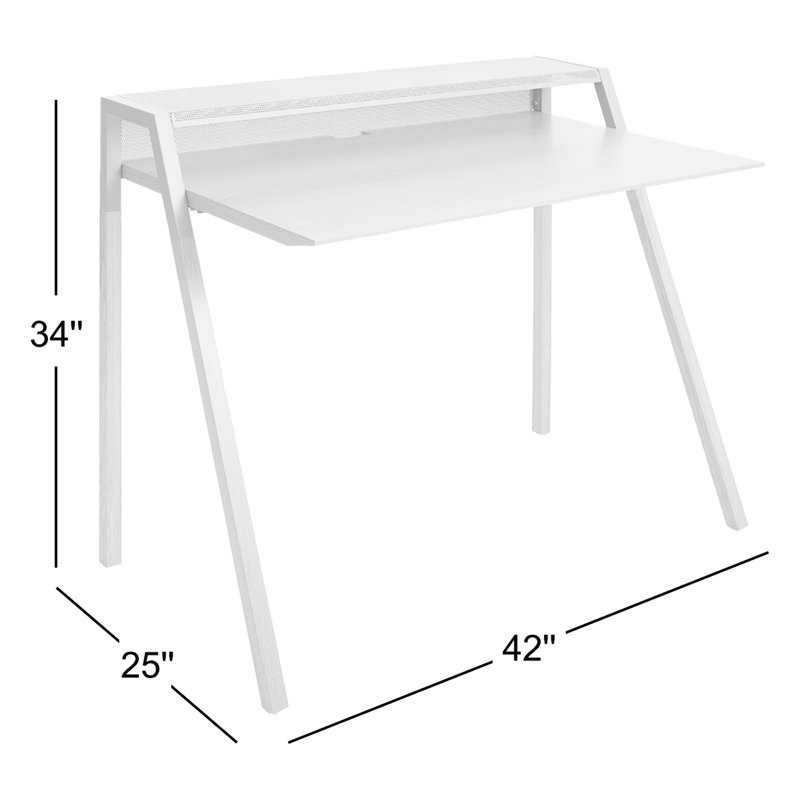 Cant Solid Wood Writing Desk, Gray Green/White Oak