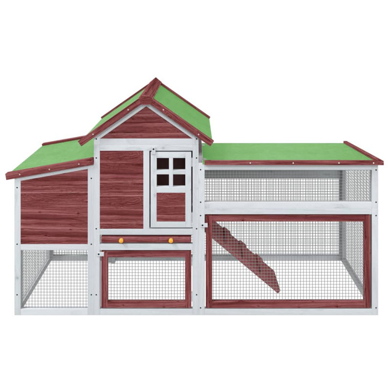 Vinton Chicken Coop with Chicken Run, Mocha/White