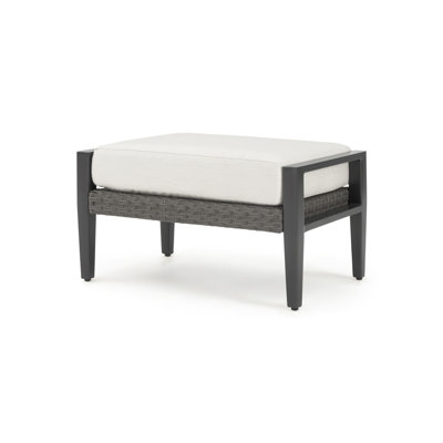 Layden Outdoor Contemporary Set Of 2 Sunbrella® Outdoor Club Ottomans - Sunbrella Canvas Flax
