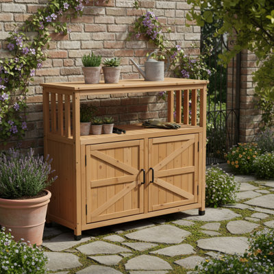 Wood Patio Bar Cabinet, Rustic Cedar Buffet Table With Storage, All-Weather Indoor/Outdoor Multi-Purpose Sideboard For Garden, Deck & Entertaining by Ophelia & Co.