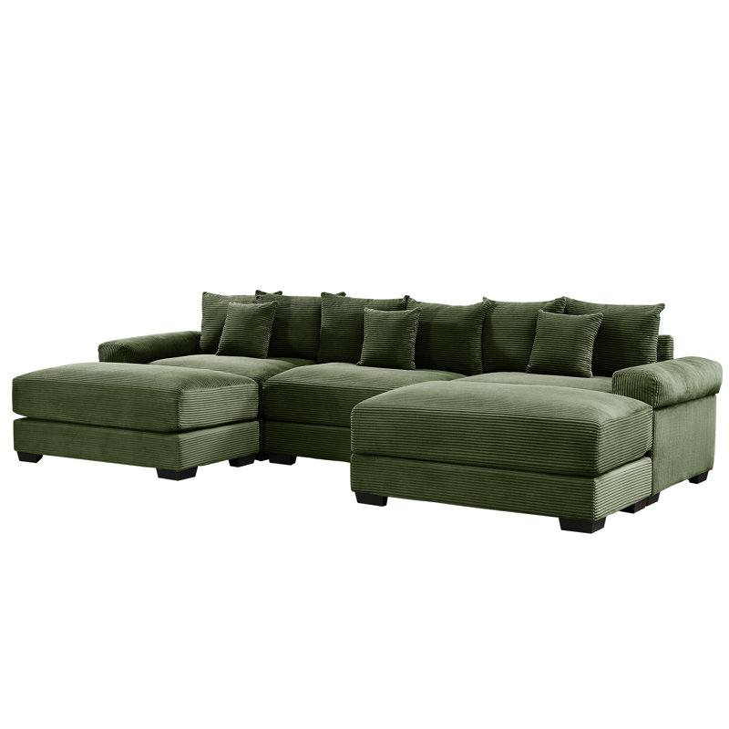 Canapé modulaire surdimensionné à 3 places Cloud avec revêtement en velours côtelé, assise profonde et canapé modulable