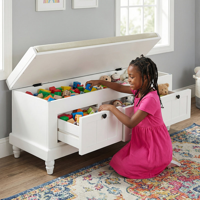 Rustic Shoe Storage Bench With Cushioned Seat - 3 Drawers & Hidden Storage For Home Organization, White