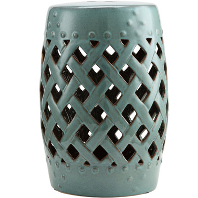 13" X 18" Ceramic Stool , Antique Blue Glazed Ceramic, Multifunctional For Outdoor & Indoor Areas, Elegant Adornment Strong And Stable, Suitable Garden, Patio, Indoor, Decorative Element