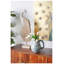 Vase rond en céramique avec motif floral bleu et blanc, H 9 po x l 8,5 po x P 6,5 po