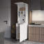 Garde-manger blanc avec porte pneumatique et rangement ouvert