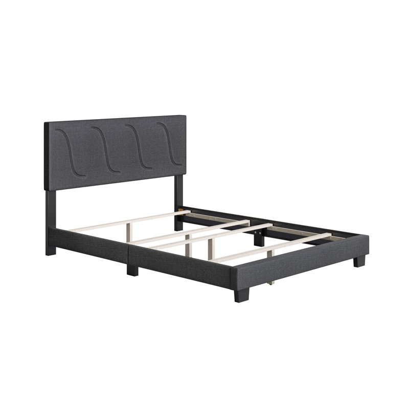Upholstered Platform Bed, Charcoal, Queen