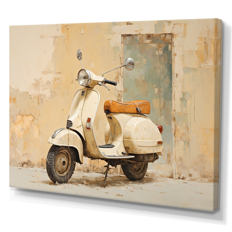 Vintage Scooter Adventures sur impression sur toile, Toile tendue, H 16 po x l 32 po x P 1 po