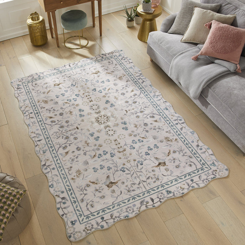 Floral Pink Washable/Stain Guarded Area Rug , Rectangle 200 x 300 cm