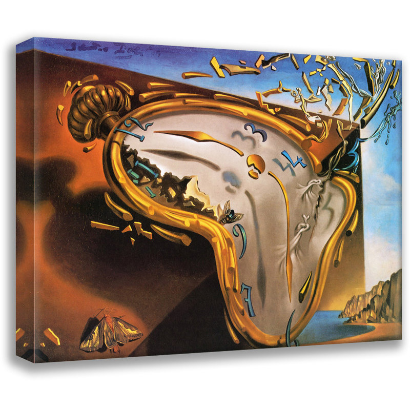 Horloge Explosion par Salvador Dali, toile tendue avec châssis, H 17 po x l 24 po