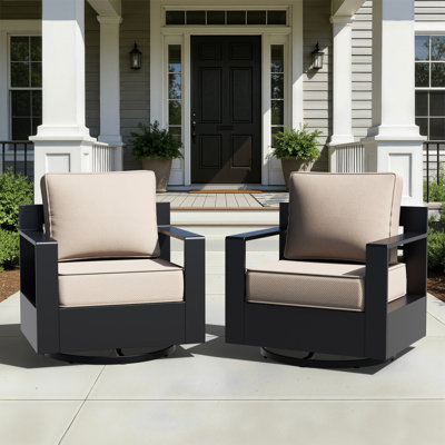 Eleanor Aluminum patio swivel rocker chairs with cushions（Set of 2）