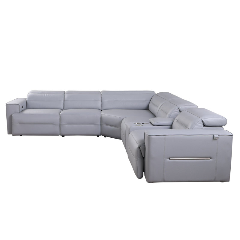 Canapé modulaire inclinable électrique 6 pièces Nexus, Bleu clair
