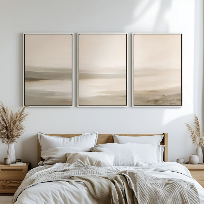 Framed Canvas Wall Art - Vintage Abstract Wall Prints for Bedroom, 24" H x 16" W, White
