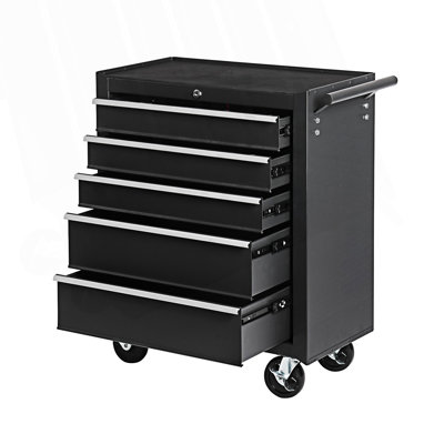 5-Drawer Rolling Tool Chest With Lock & Key, Tool Storage Cabinet With Wheels, Entry Way Cabinet