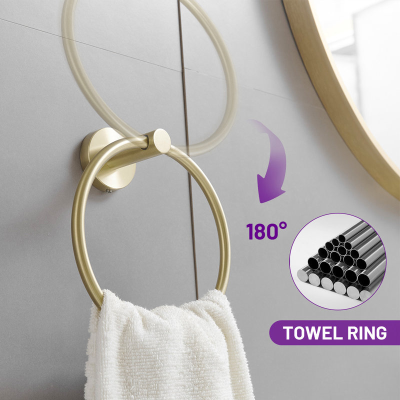 Brushed Gold 5-Piece Stainless Steel Bathroom Hardware Set