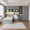 Lit plateforme moderne avec bureau intégré et rangement | Éclairage à DEL, garde-robe, armoires et tiroirs | Mobilier peu encombrant