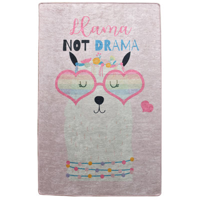 Tapis rose / bleu en polyester / velours touffeté à la machine Rectangle Avocet