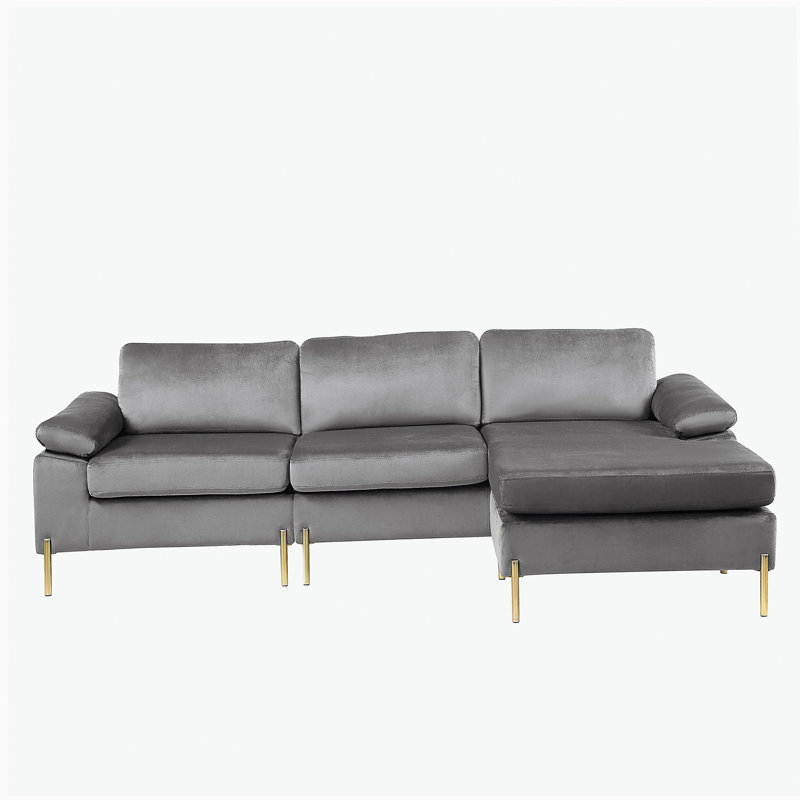 Canapé modulaire en velours avec méridienne Shannon, Gray