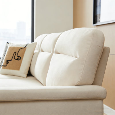 82" Modern Compressed Snowfleece Fabric 3-Seater Sofa, for Living Room, Bedroom, Office & Entertainment Spaces