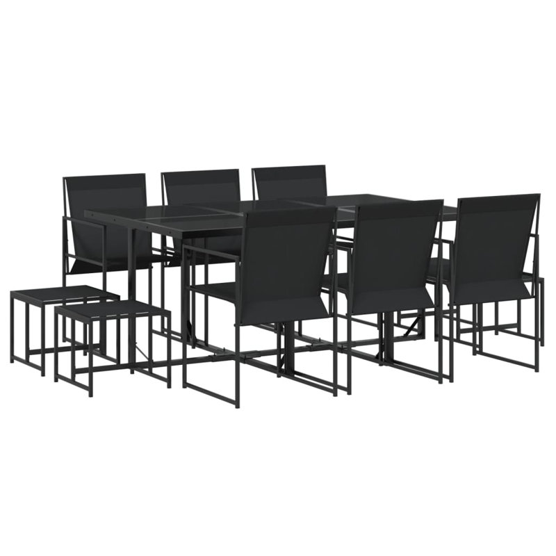  Ensemble de salle à manger de jardin noir