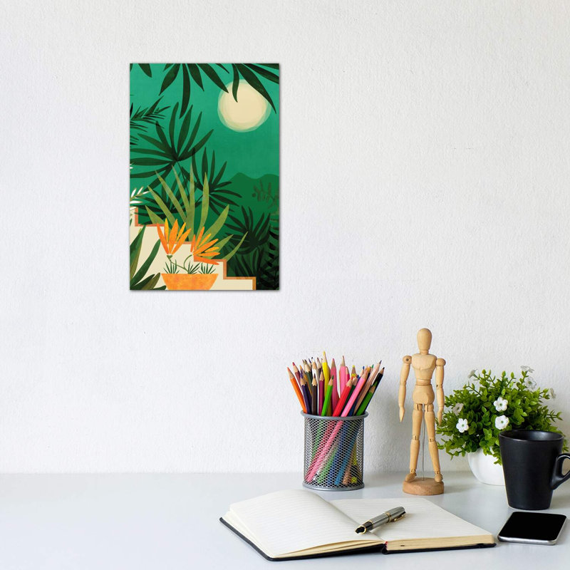 Exotic Garden Nightscape - Wrapped Canvas Print, 20.32 cm H x 30.48 cm W