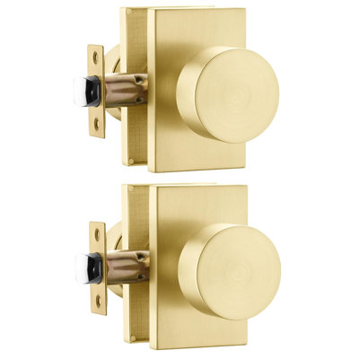 Faux boutons de porte dorés, serrures de porte robustes en alliage de zinc brossé or (paquet de 2/4 pièces)