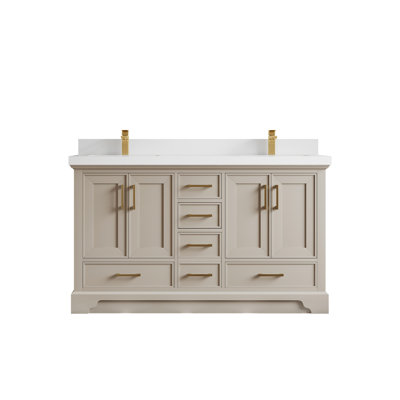 Charlotte 60'' Double Bathroom Vanity with Quartz Top