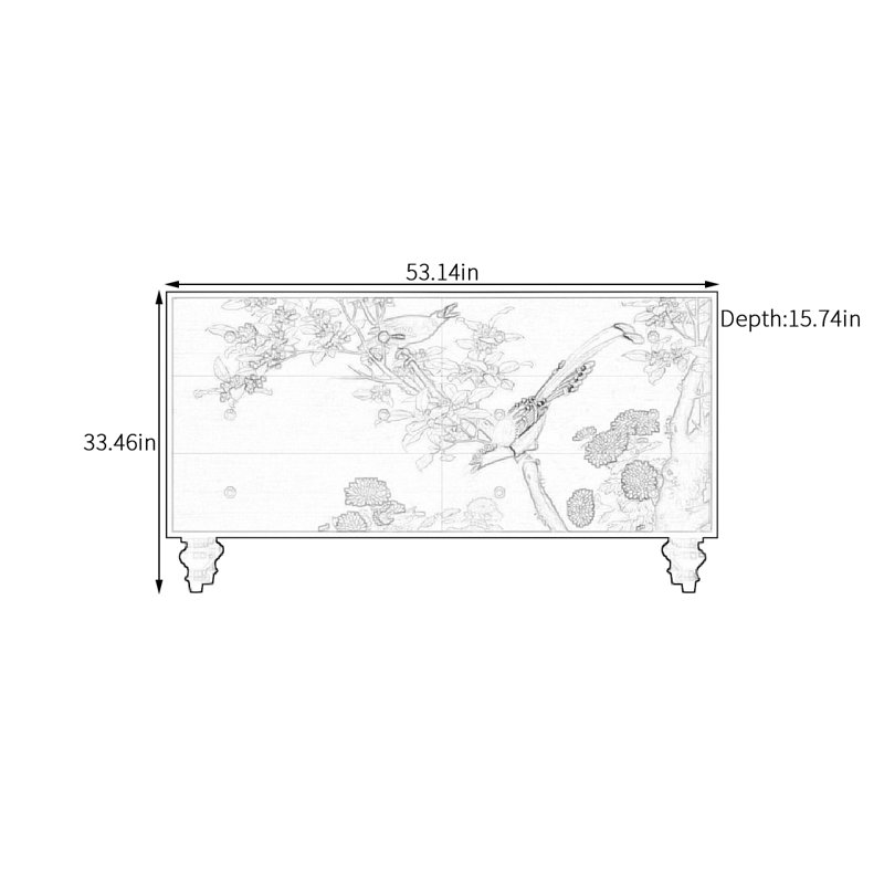 Commode 6 tiroirs style français-chinois en noyer, Noir