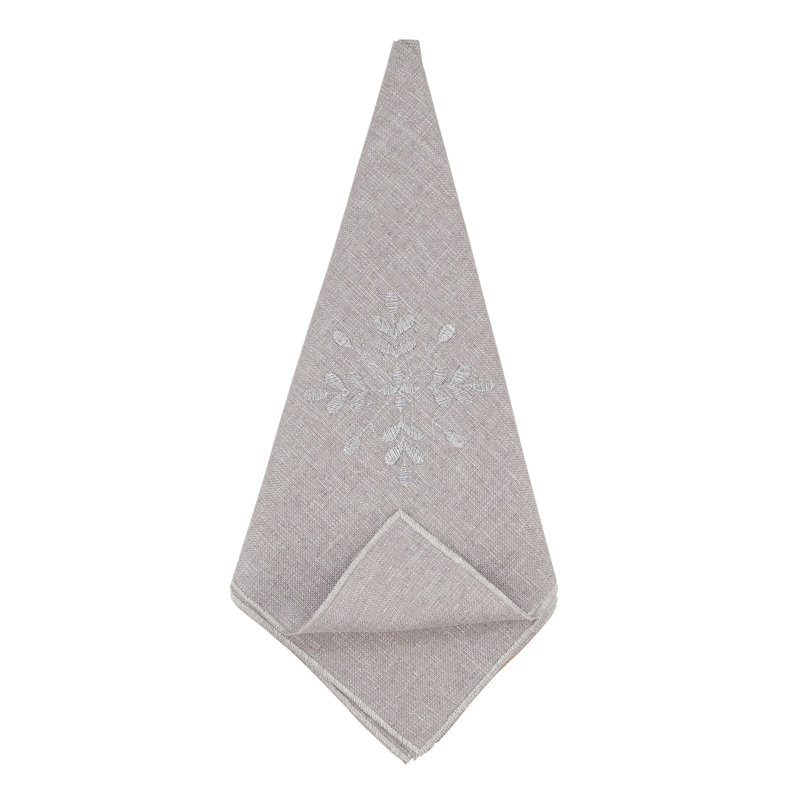 Sermons Polyester Embroidered Square Napkin, Silver