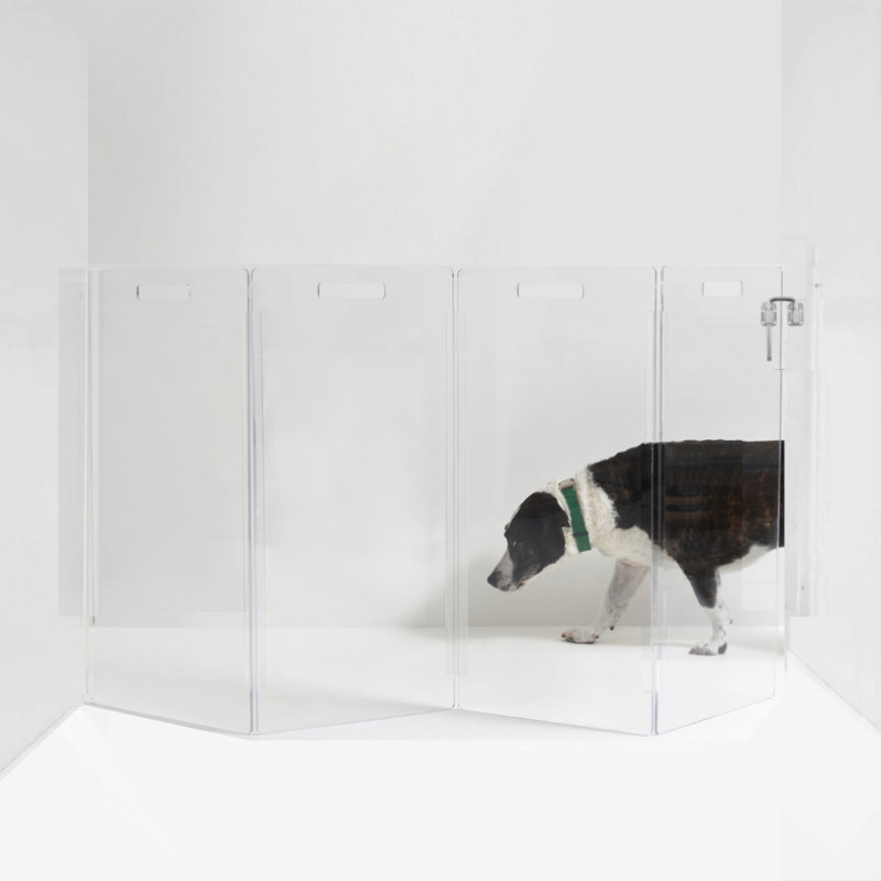 Barrière murale haute pour animaux Zig Zag , 4 panneaux, Argent argent