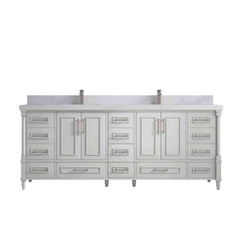 Ensemble de meuble-lavabo double 84 po Aberdeen, Calacatta Nuvo, Gris Coventry