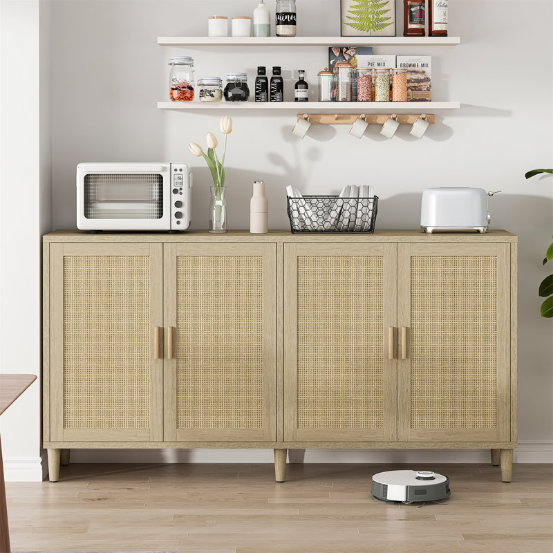 Buffet 70 po en rotin avec rangement, Naturel