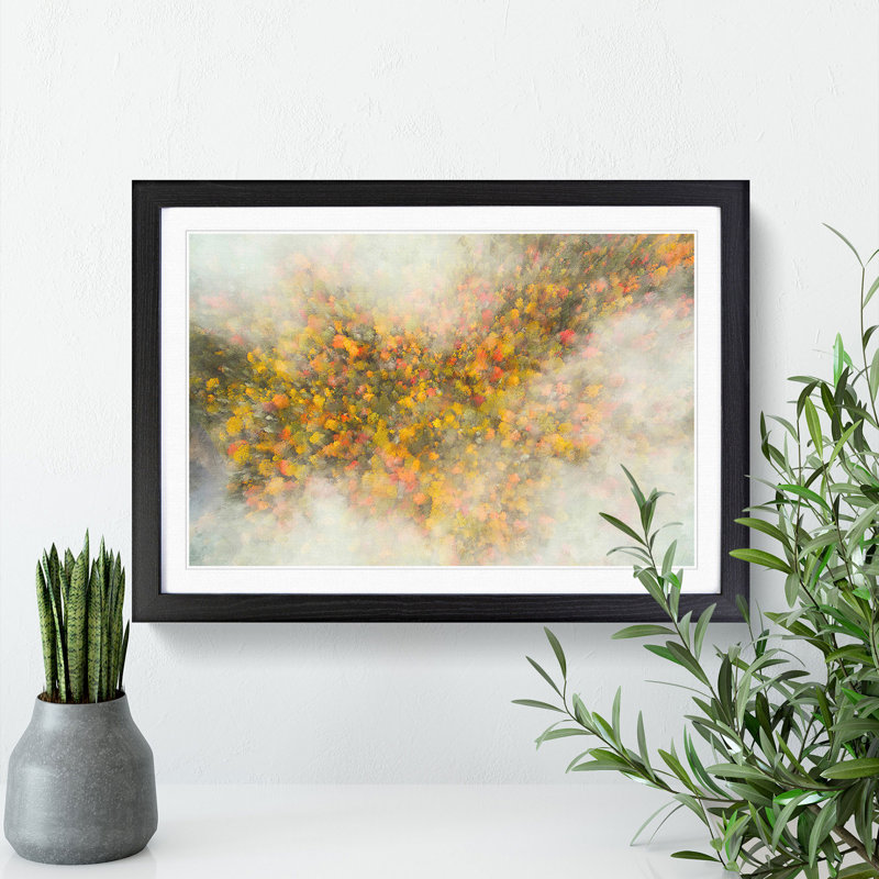 Mist over the Forest - Picture Frame Graphic Art Print, 45cm H x 63cm W x 2cm D, Black Framed
