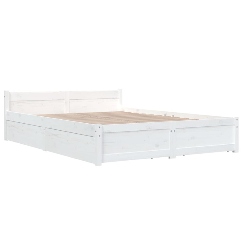 Bed Frame with Drawers, White, Double (4'6)