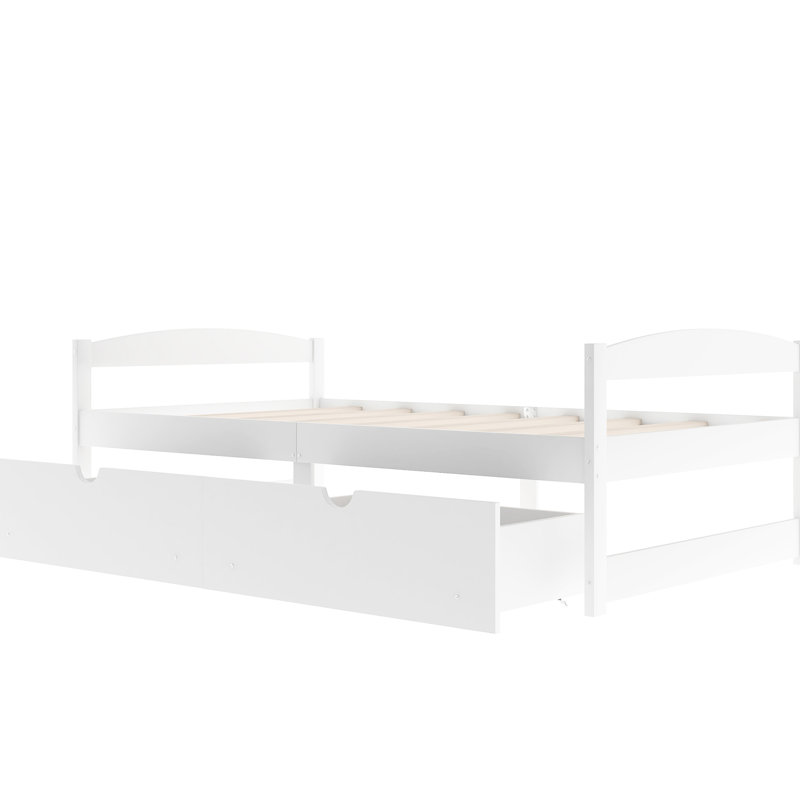 Lit simple blanc avec 2 tiroirs fonctionnels de qualité moderne