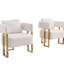 Chaise blanche avec pattes en métal doré et revêtement en molleton mince pour un confort optimal. Style moderne, décoratif, stable et moelleux.