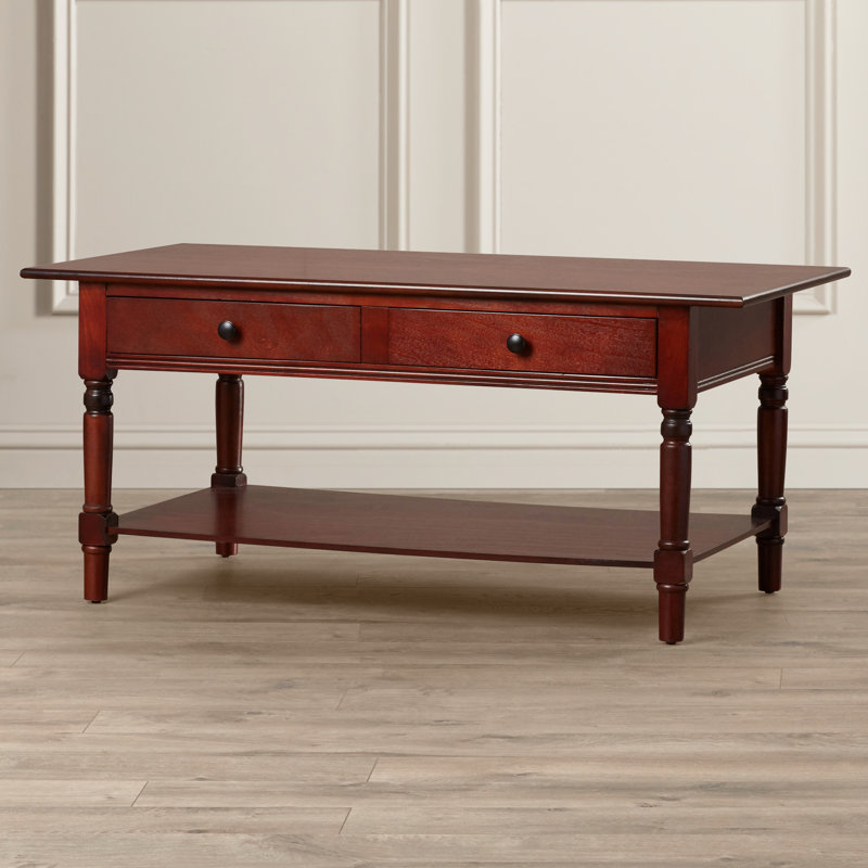 Tuoi Solid Wood Single Coffee Table, Red