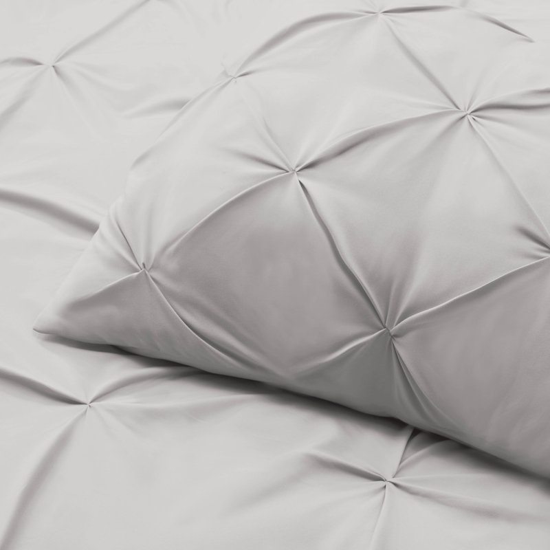 Ensemble de housse de couette plissÃ©e en tissu doublement brossÃ©, Lavande clair
